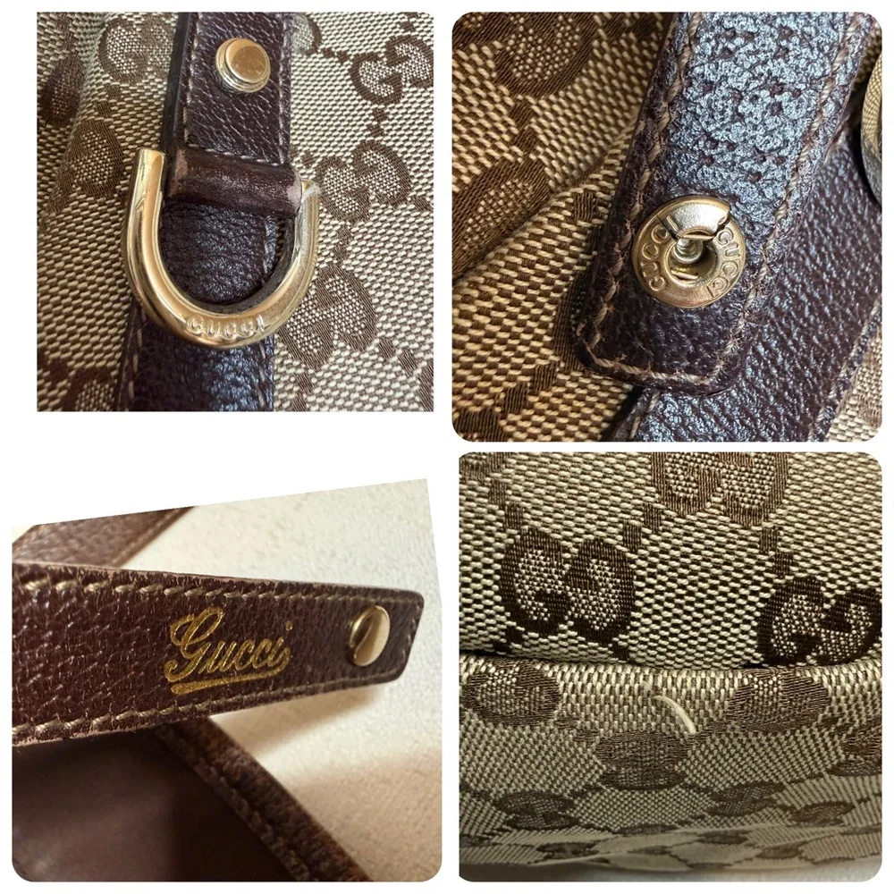 Gucci GG Canvas Brown Leather Trim Shoulder Tote Bag Gold-tone Hardware - Picture 11 of 13